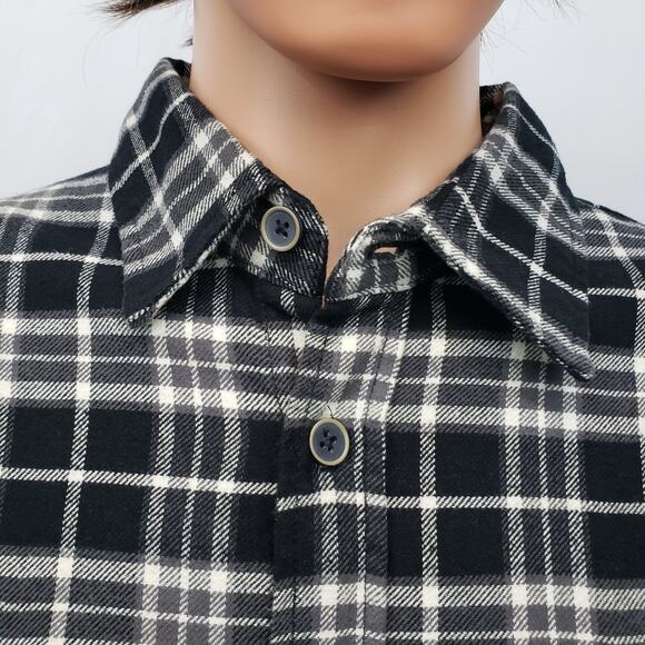 JACHS New York Flannel Shirt Plaid Black White Two Pockets Heavy Men 2XL XXL - Picture 4 of 14